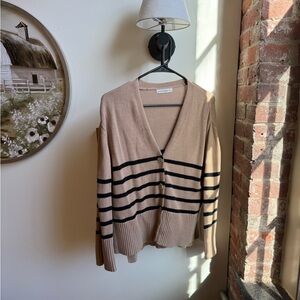 Moon & Madison Beige and Black Striped Cardigan